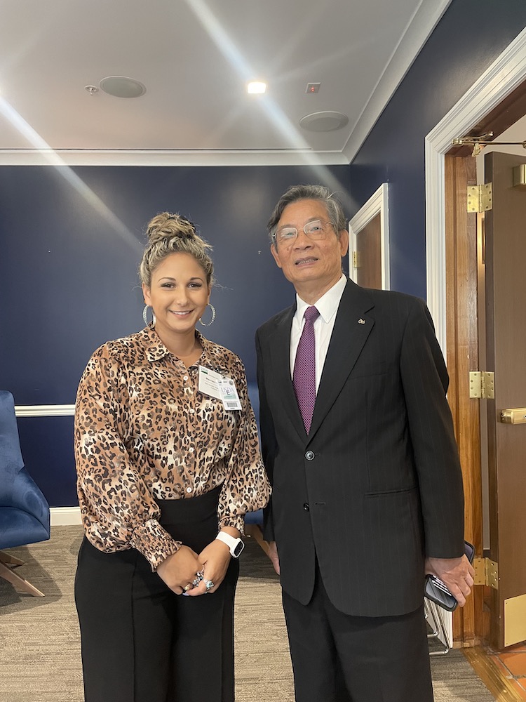 Maureen Victoria (left) and Simon Liu, the Agricultural Research Service Administrator for the USDA.
